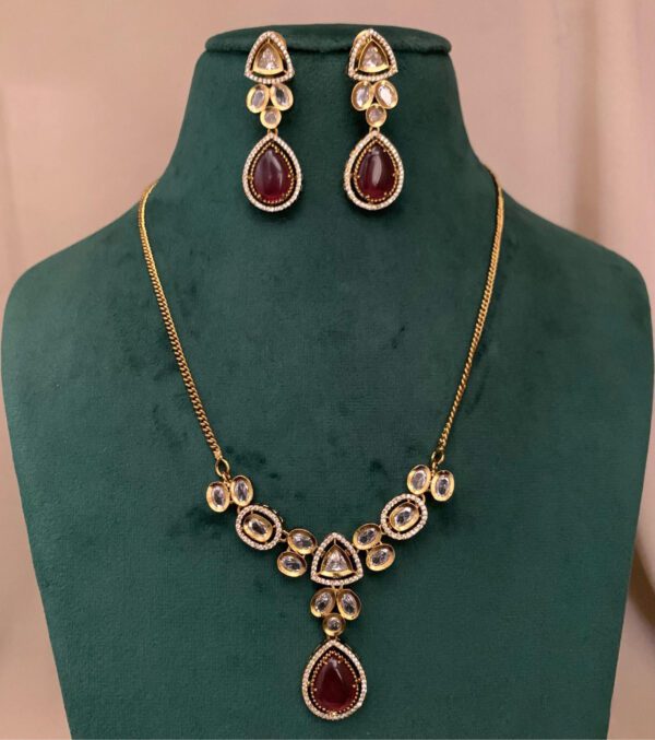 Sophisticated Imitation Garnet Necklace and Earrings Set - Image 2