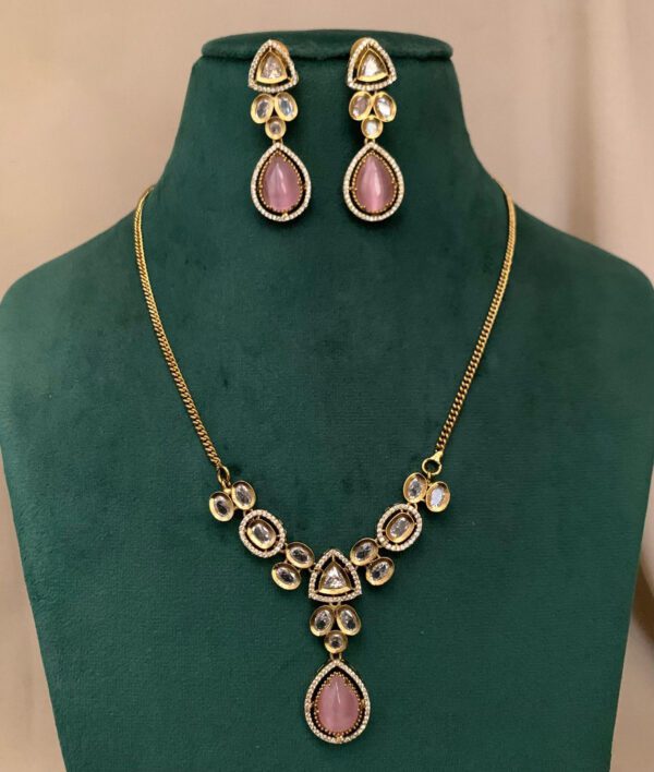 Sophisticated Imitation Garnet Necklace and Earrings Set - Image 6