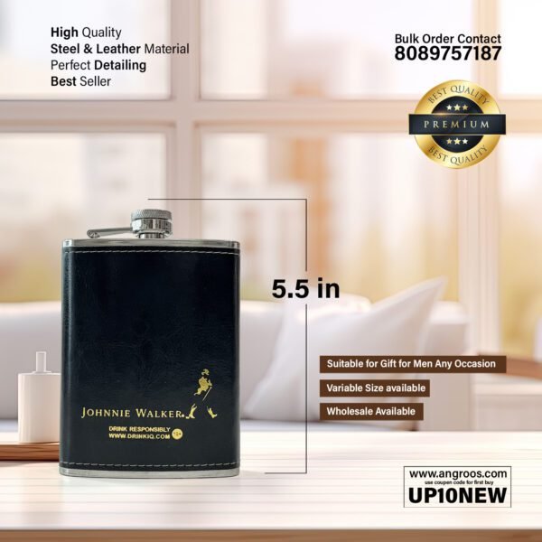 Elite Hip Flask 210ml - Exquisite Stainless Steel Design - Image 2