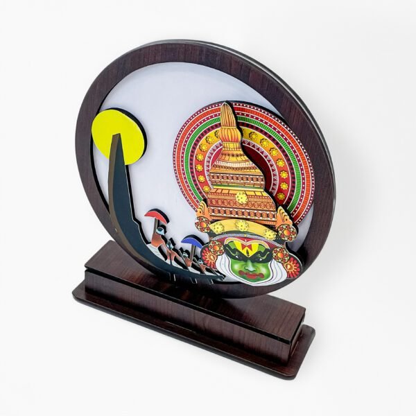 Exquisite Kathakali With Vallamkali Wood Sculpture  (10 inch Height) | Celebrate Indian Heritage - Image 3