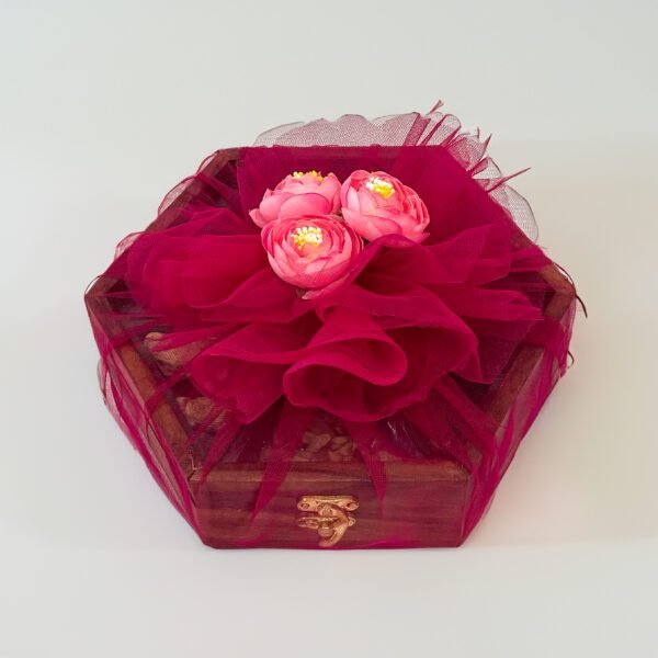 Refined Wedding Return Gifts: Hexagon Wooden Spice Box with Flowers - Image 5