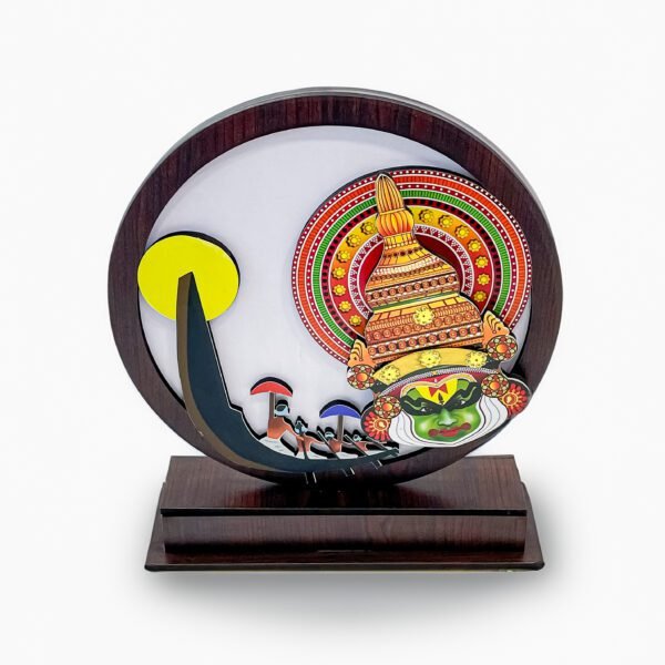 Exquisite Kathakali With Vallamkali Wood Sculpture  (10 inch Height) | Celebrate Indian Heritage - Image 5