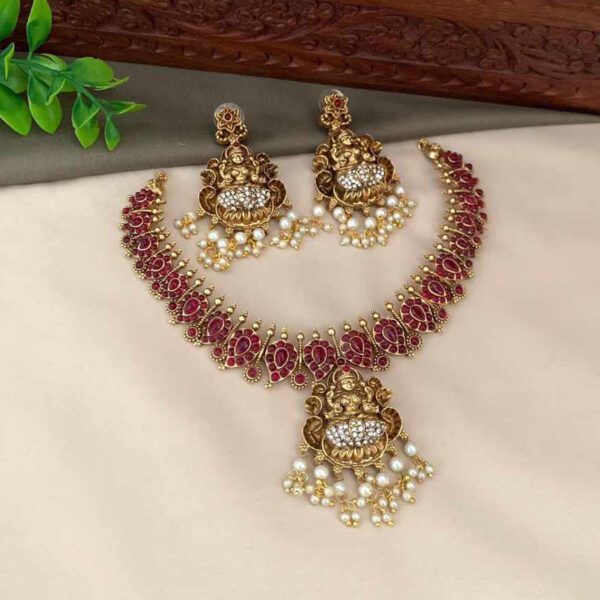 Majestic Peacock Green Necklace Set - Image 2