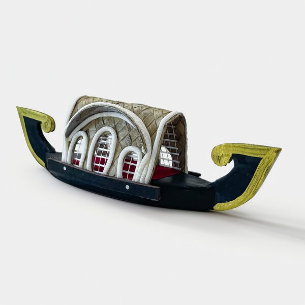 Exquisite Handcrafted Wooden Kettuvallam – Captivating 9.5-Inch Kerala Houseboat Model - Image 3