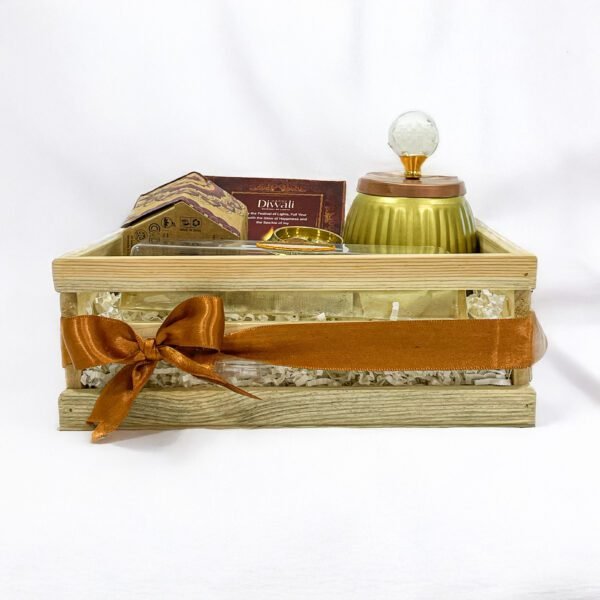 Elegant Diwali Gift Hamper with Brass Jar, Dry Fruits, Diya, Incense & Greeting Card - Image 4