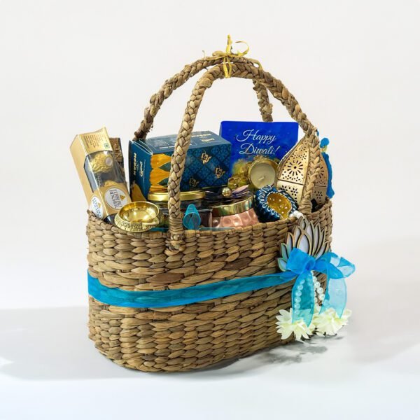 Exquisite Diwali Basket Hamper - Celebrate with Traditional Sweets and Decor - Image 2