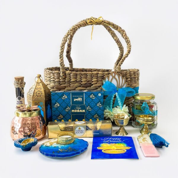 Exquisite Diwali Basket Hamper - Celebrate with Traditional Sweets and Decor - Image 4