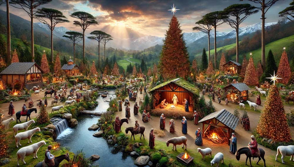 grand and elaborate outdoor Christmas crib India's Favourite Online Gift Shop