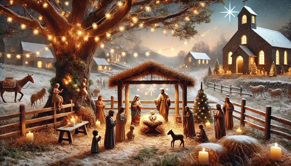natural and realistic Christmas crib scene set outdoors India's Favourite Online Gift Shop