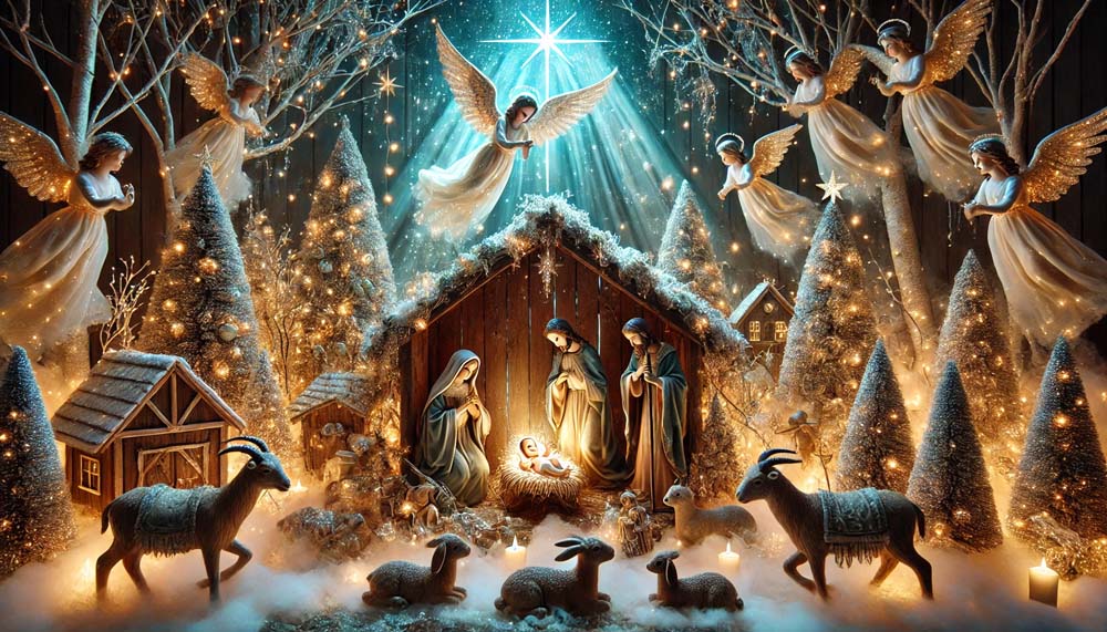 traditional Christmas crib scene with a magical India's Favourite Online Gift Shop