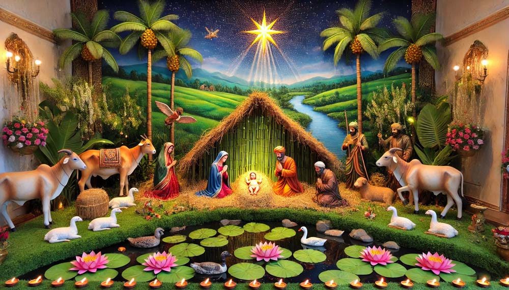 vibrant Christmas crib set in an Indian nature India's Favourite Online Gift Shop