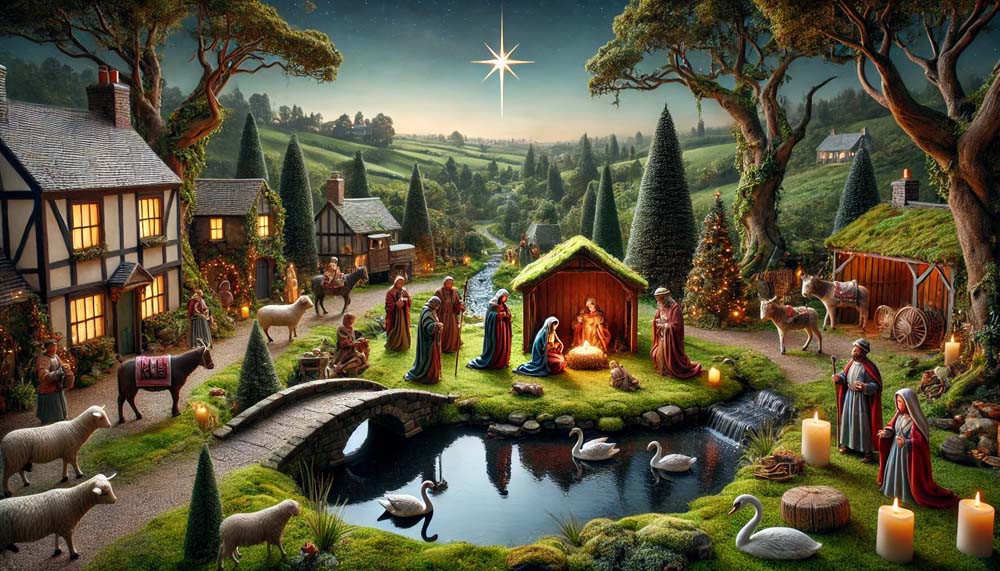 vintage style outdoor Christmas crib scene India's Favourite Online Gift Shop
