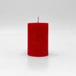 Red Ribbed Pillar Candle