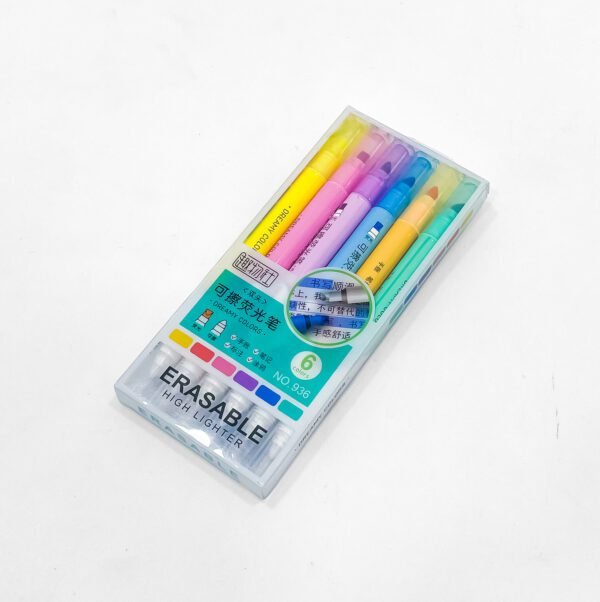 Dreamy Colors Erasable Highlighter Set – 6 Vibrant & Refillable Markers for Precise, Smudge-Free Highlights - Image 3