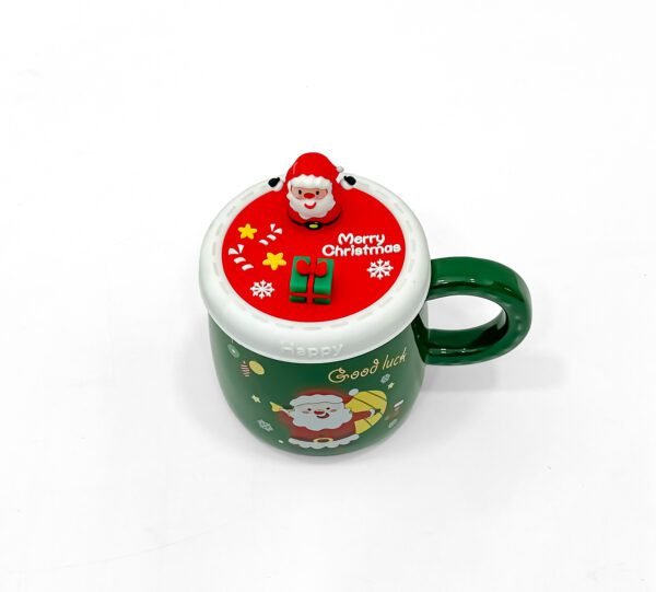Festive Christmas Mug with Lid – Santa-Themed Ceramic Mug for Holidays - Image 3