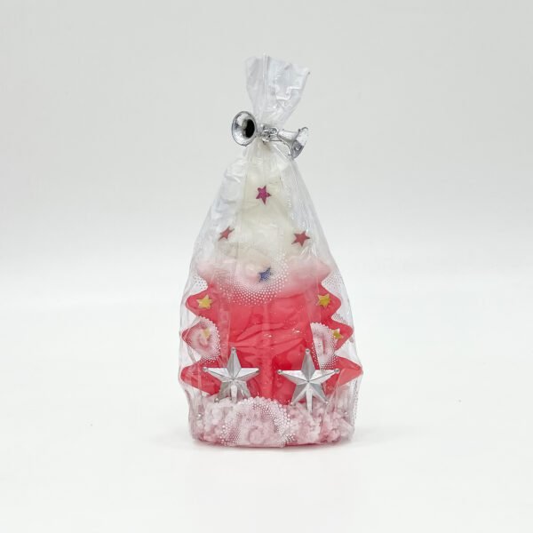 Star-Decorated Candle – Christmas Tree with Red & White Gradient - Image 4