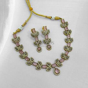 Rose Glow Necklace Set – Elegant Crystal Radiance