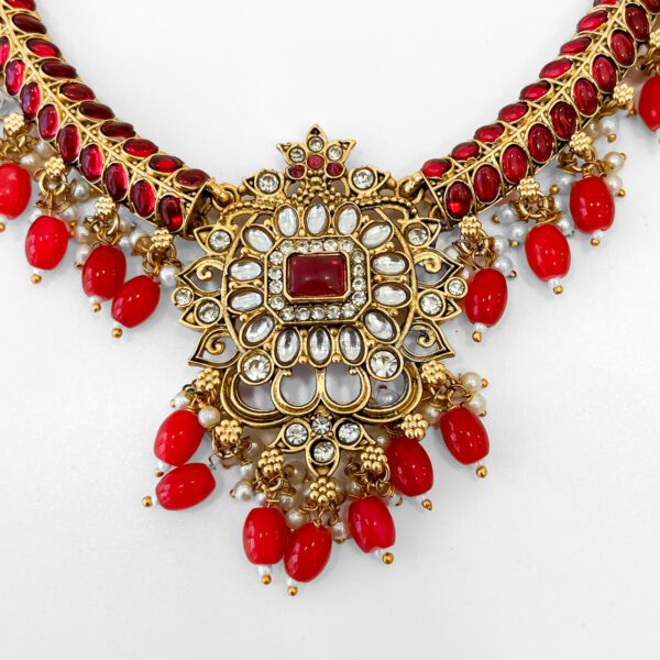 Regal Ruby Pearl Necklace Set - Ultimate Bridal Luxury - Image 2