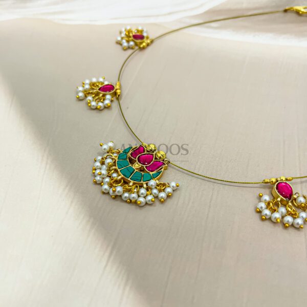 Graceful Ruby Emerald Lotus Necklace – A Statement of Class - Image 3