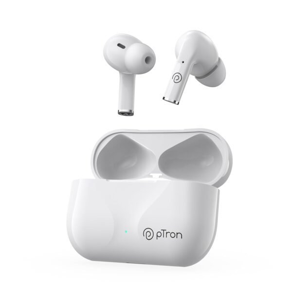 pTron Basspods P181 in-Ear TWS Earbuds with 32Hrs Playtime, Bluetooth 5.1 Wireless Headphones, Type-C Fast Charging, IPX4 & Voice Assist (Pearl White) - Image 6