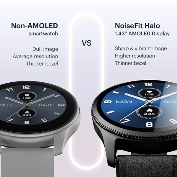 NoiseFit Halo 1.43" AMOLED Display, Bluetooth Calling Round Dial Smart Watch, Premium Metallic Build, Always on Display - Image 2