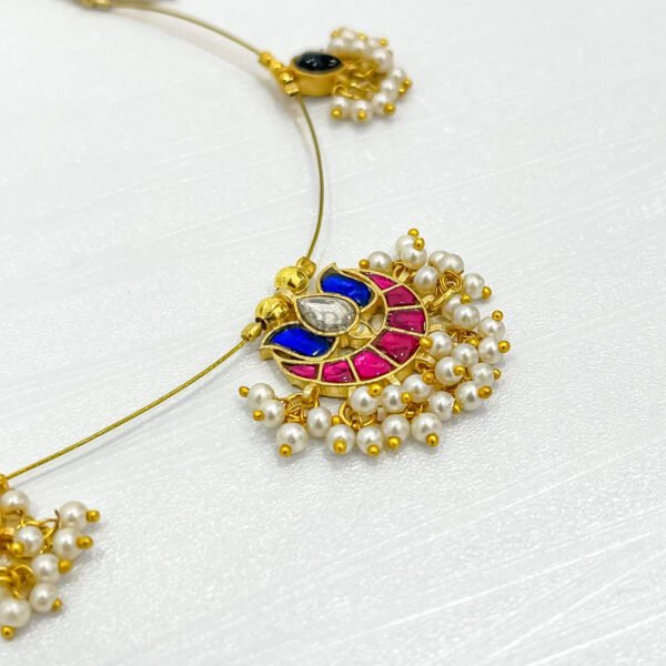 Exquisite Invisible Chain Ruby Lotus Necklace – Elegant Pearl & Stone Jewelry - Image 3