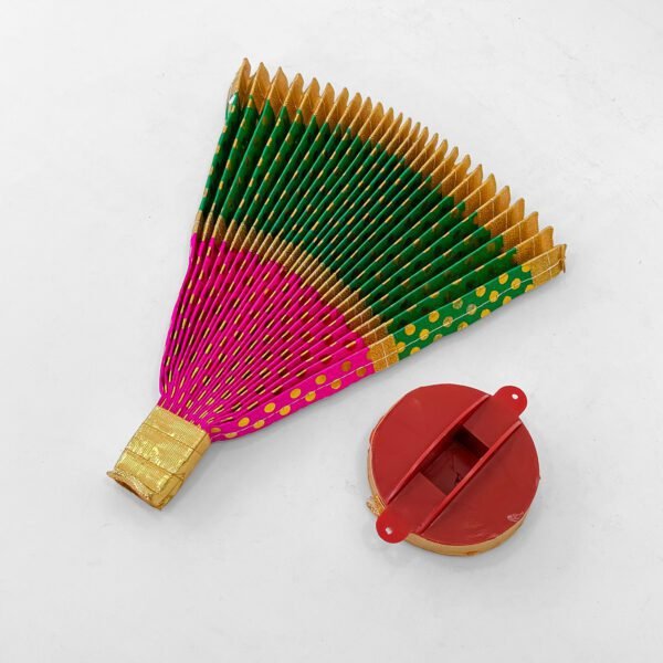 Green and Pink Thirudayada – Authentic Kerala Temple Decor (9 Inch) - Image 4
