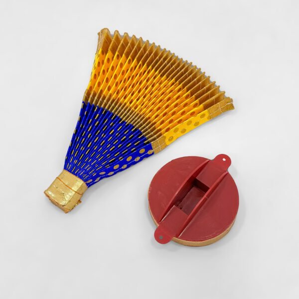 Golden Yellow & Royal Blue Thirudayada – Elegant Vishu & Onam Temple Décor Piece - Image 4