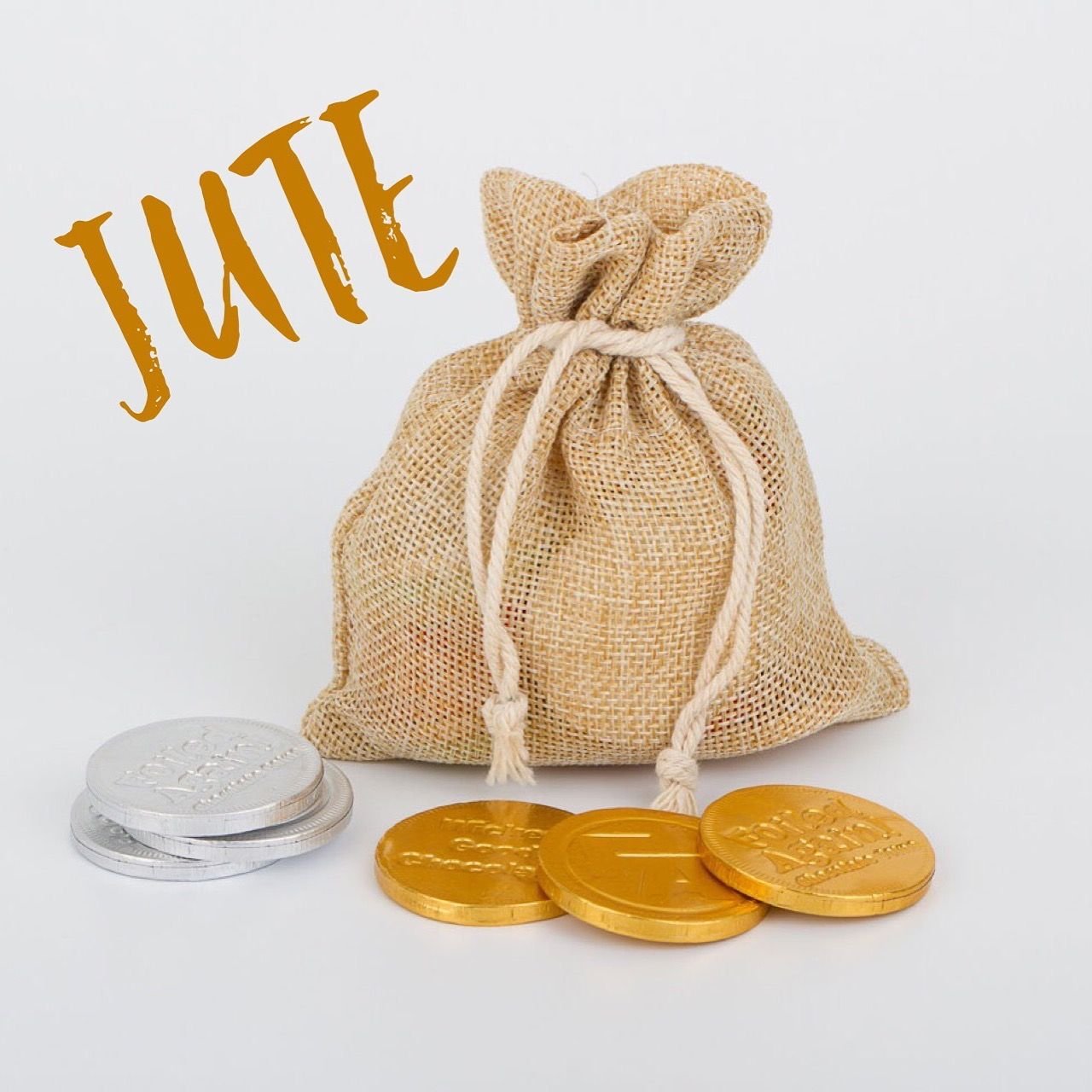 Jute potli with coin chocolates