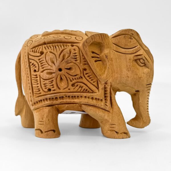 Floral Carved Wooden Elephant