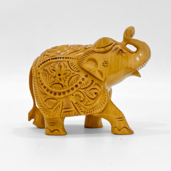 Handcrafted Wooden Elephant Showpiece – Traditional Ethnic Carving – 5.5 Inch Home Decor Gift Item