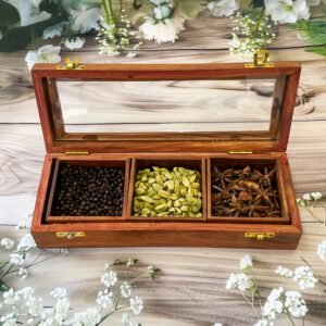 Rectangular Wooden Spice Box 