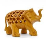 Mini Wooden Elephant Jali Figurine