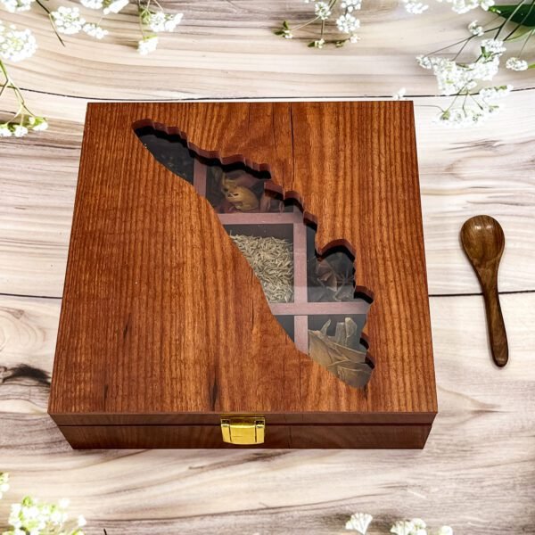 Kerala Themed Wooden Spices Box