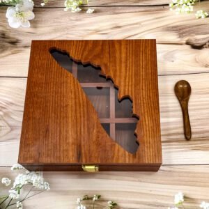 Empty Kerala Map Wooden Spice Box