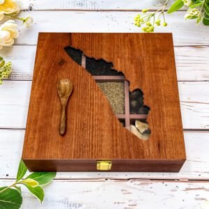 Kerala Map Spice Box with Spices