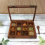 12-Compartment Wooden Spice Box