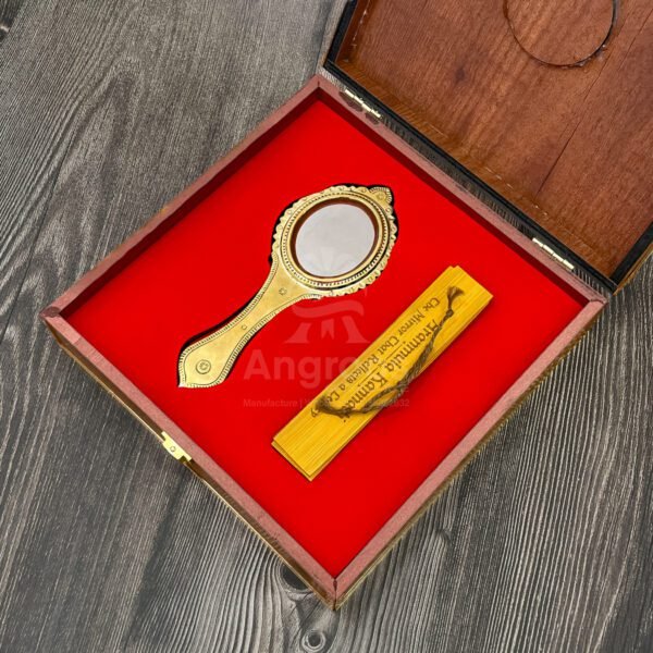 Traditional Aranmula Kannadi with Wooden Gift Box – Authentic Kerala Mirror - Image 2