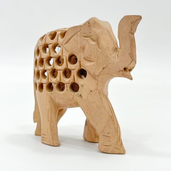 Jali Work Elephant Showpiece – Handcrafted Wooden Decorative Elephant Figurine - Image 2
