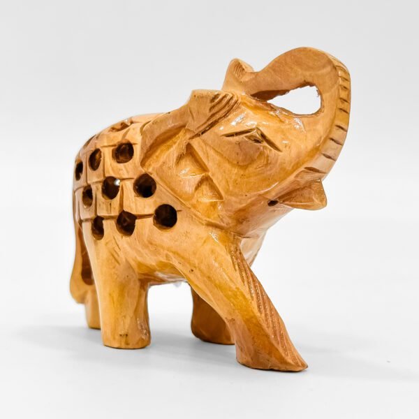 Rustic Wooden Elephant Décor – Handcrafted Figurine for Shelf or Tabletop - Image 2