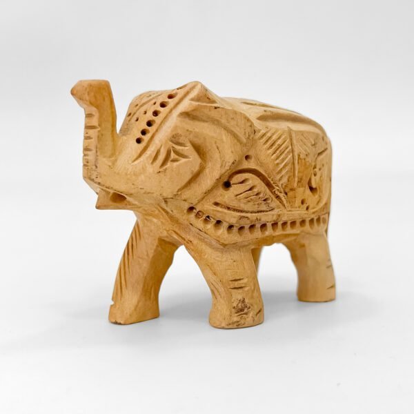 Engraved Mini Wooden Elephant – 2 Inch Handcrafted Indian Showpiece - Image 2