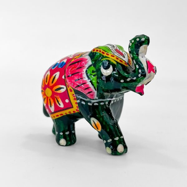 Colorful Elephant Statue – 2 Inch Hand-Painted Indian Miniature Showpiece - Image 2