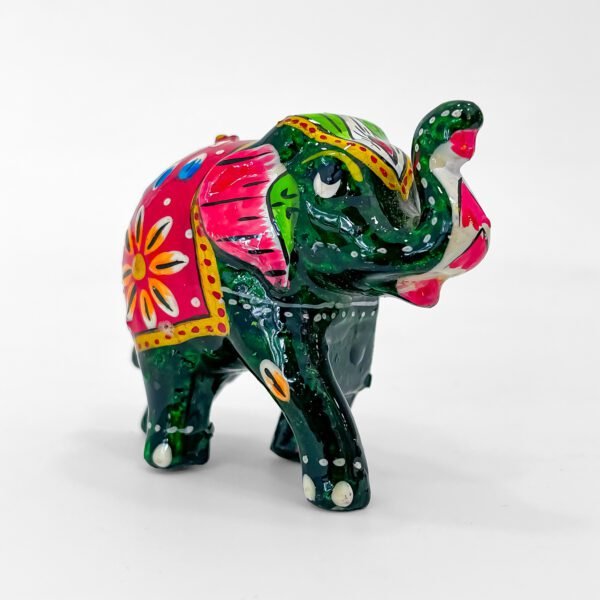 Colorful Elephant Statue Set – Pack of 3 Hand-Painted Rajasthani Miniatures - Image 2