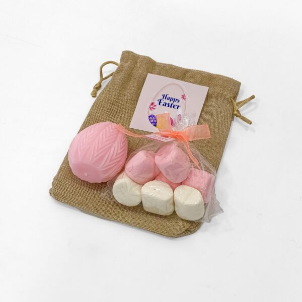 Reusable Easter Jute Bag with Candle, Marshmallow & Greeting Card - Image 2