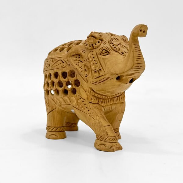 Exquisite Handcrafted Wooden Jali Elephant Figure – Premium Intricately Carved Home Décor Showpiece - Image 2