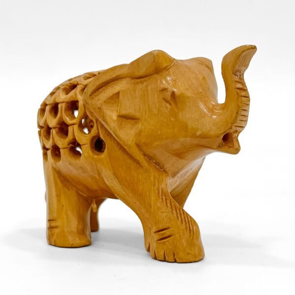 Exquisite Mini Wooden Elephant Jali Figurine – Handcrafted Intricate Decorative Showpiece - Image 2