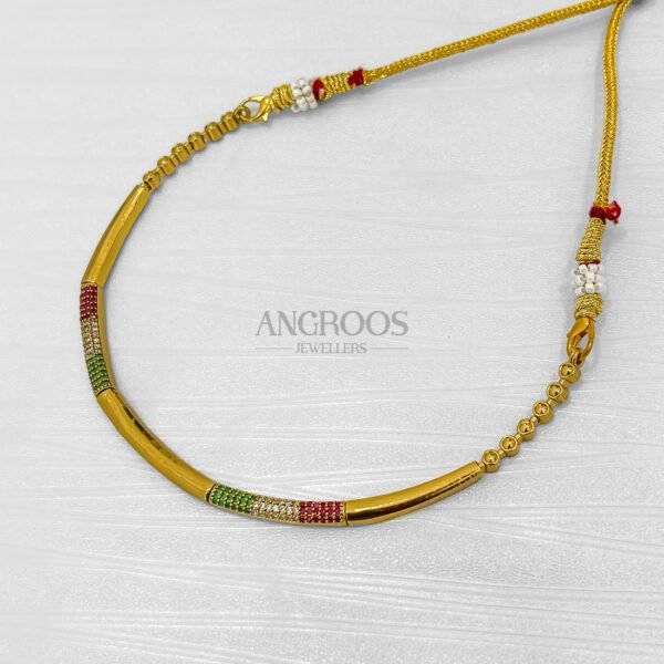AD Stone Modern Necklace Set with Multicolor Accents – 8 Inch Sleek Designer Jewelry - Image 2