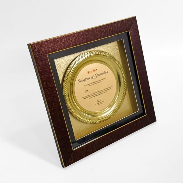 Custom Graduation Certificate with Golden Circular Plate  – 12x12 inch - Image 2