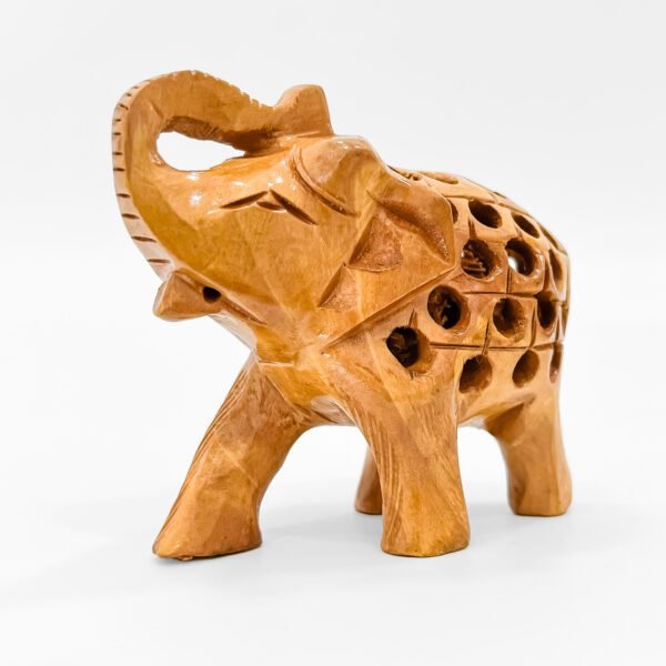 Rustic Wooden Elephant Décor – Handcrafted Figurine for Shelf or Tabletop - Image 3