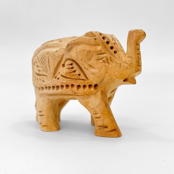 Engraved Mini Wooden Elephant – 2 Inch Handcrafted Indian Showpiece - Image 3